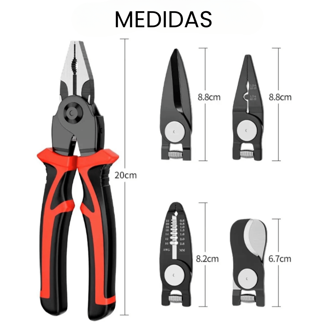 Alicates Universal Multifuncional Con Cabezas Intercambiables 5 en 1 + Estuche