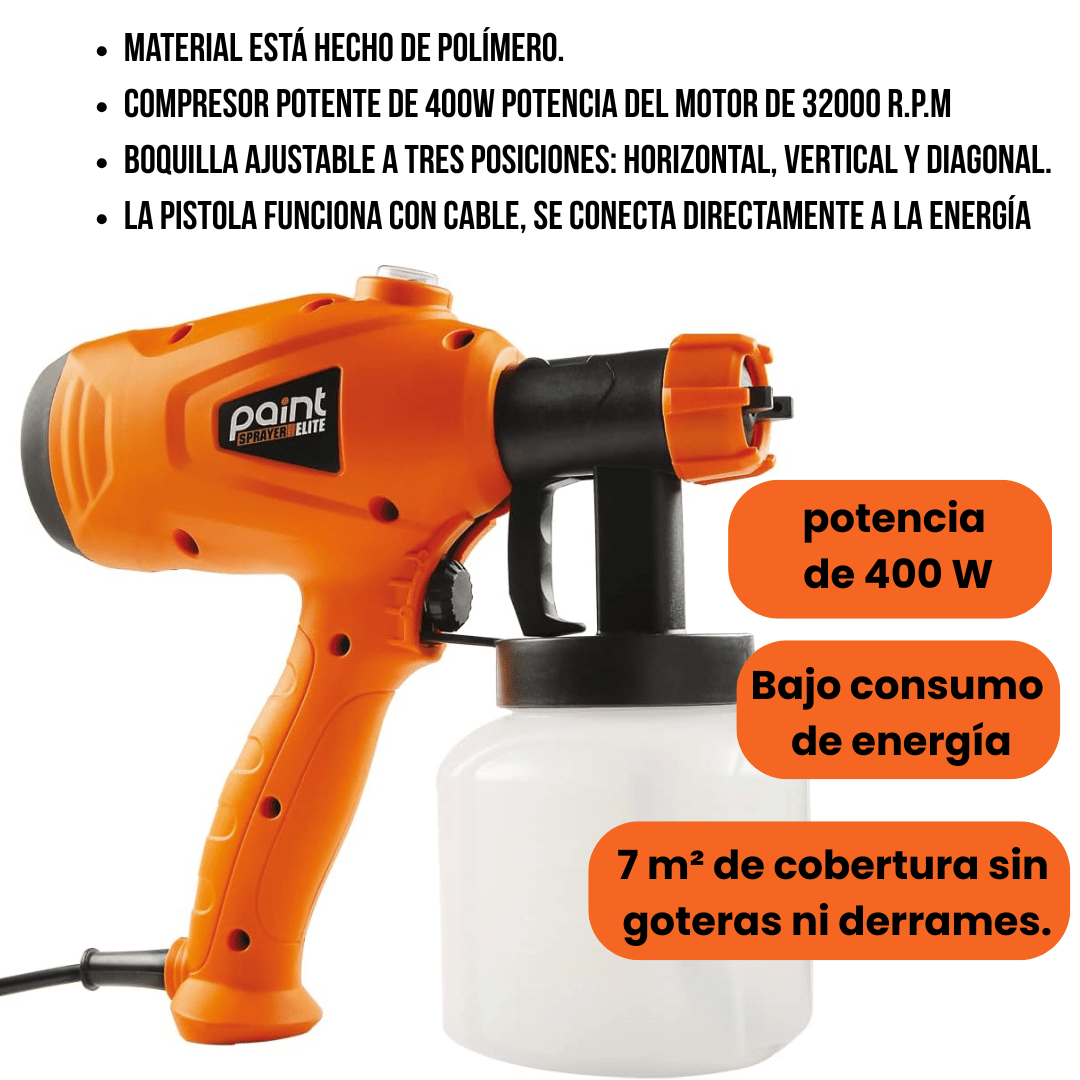 Pistola de Pintura Paint Elite PRO 400W Color Naranja/Azul – pintá todo en minutos