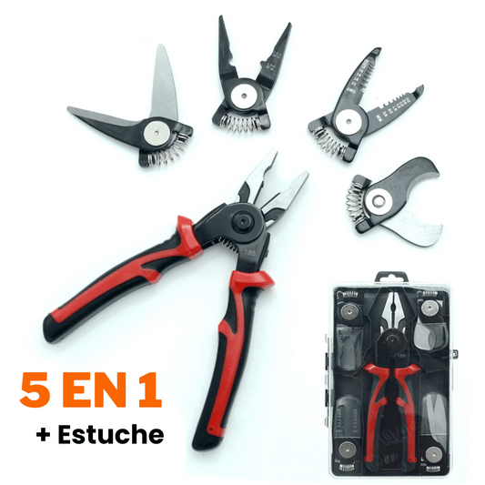 Alicates Universal Multifuncional Con Cabezas Intercambiables 5 en 1 + Estuche