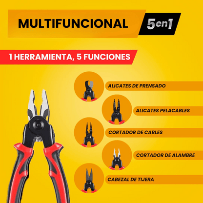 Alicates Universal Multifuncional Con Cabezas Intercambiables 5 en 1 + Estuche